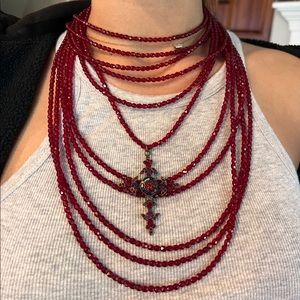 Beautiful deep red Swarovski crystal necklace.
